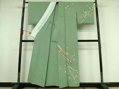 平和屋着物▽訪問着　単衣　吉祥花文　金彩　正絹　逸品　AABI7756jh