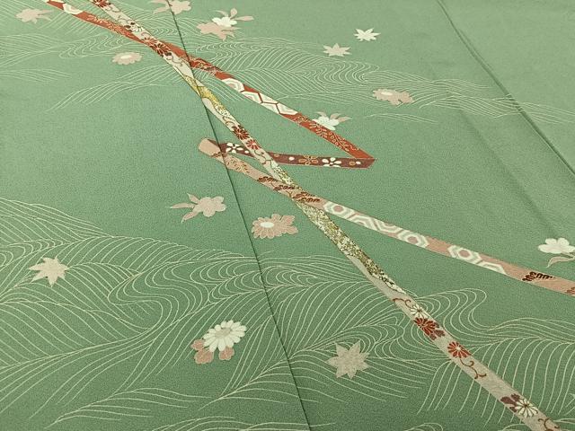 平和屋着物▽訪問着　単衣　吉祥花文　金彩　正絹　逸品　AABI7756jh
