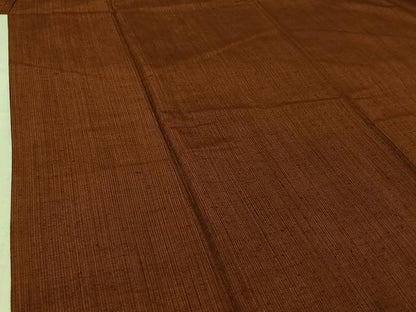 平和屋着物▽上質な紬　単衣　霞文　茶色　正絹　逸品　AABI7758jh