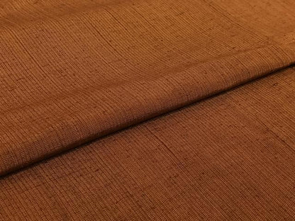 平和屋着物▽上質な紬　単衣　霞文　茶色　正絹　逸品　AABI7758jh