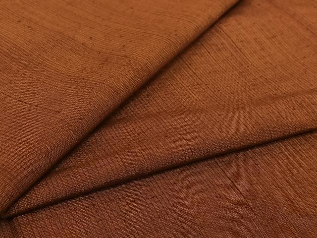 平和屋着物▽上質な紬　単衣　霞文　茶色　正絹　逸品　AABI7758jh