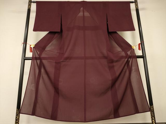 平和屋着物＊夏物　色無地　源氏車紋紗　黒鳶色　正絹　逸品　AABI7761jd