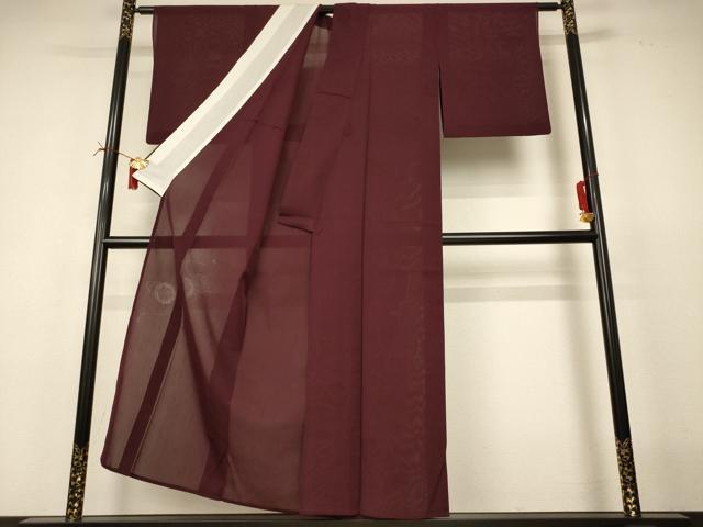 平和屋着物＊夏物　色無地　源氏車紋紗　黒鳶色　正絹　逸品　AABI7761jd
