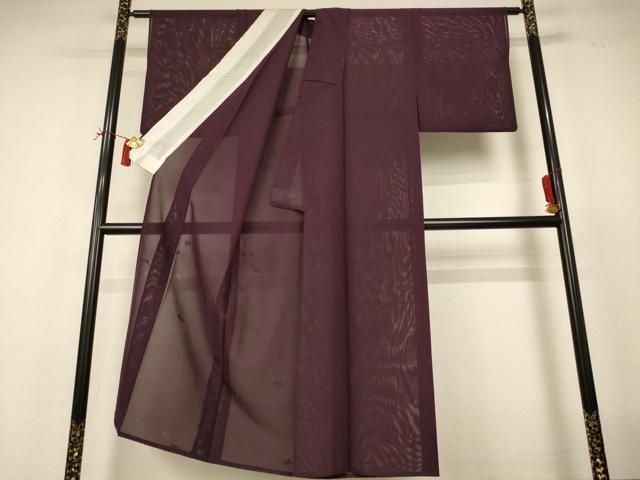 平和屋着物＊夏物　色無地　絽　舞蝶紋紗　似せ紫色　正絹　逸品　AABI7763jd