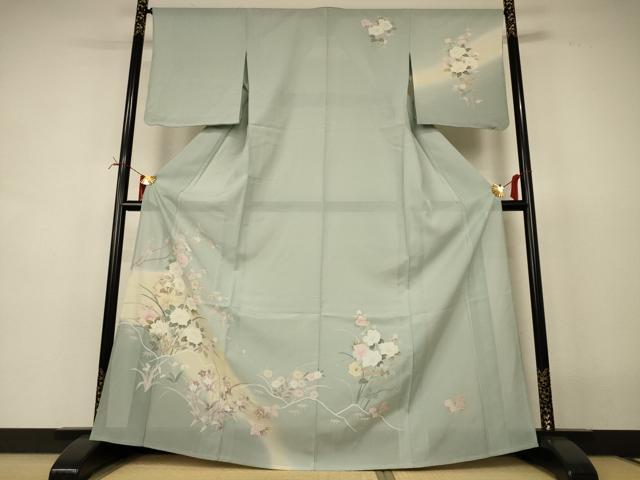 平和屋着物＊夏物　訪問着　絽　風景草花文　暈し染め　正絹　逸品　未使用　AABI7766jd