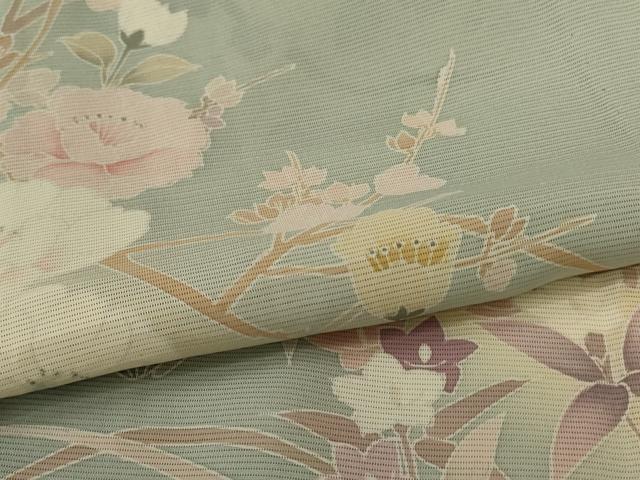 平和屋着物＊夏物　訪問着　絽　風景草花文　暈し染め　正絹　逸品　未使用　AABI7766jd