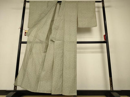 平和屋着物＊夏物　小千谷ちぢみ　幾何学花文　麻　逸品　AABI7769jd