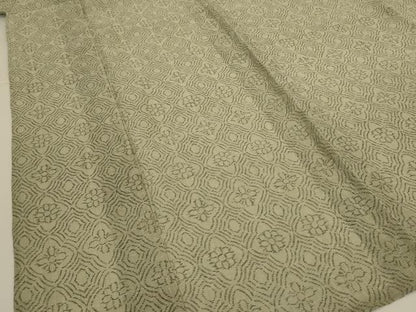 平和屋着物＊夏物　小千谷ちぢみ　幾何学花文　麻　逸品　AABI7769jd