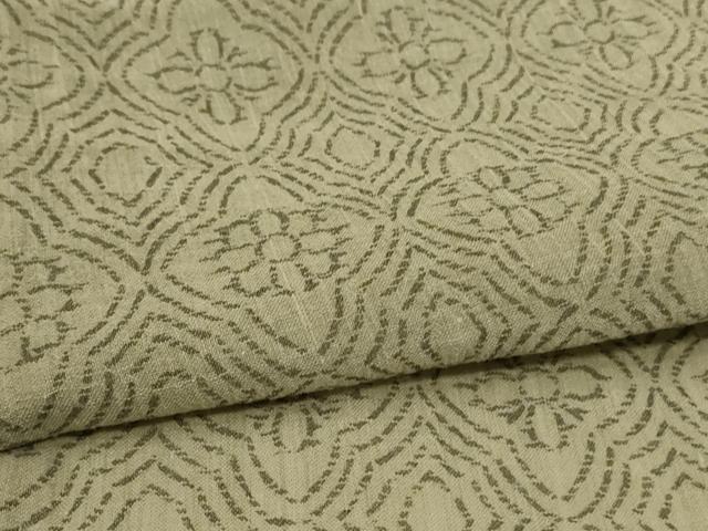 平和屋着物＊夏物　小千谷ちぢみ　幾何学花文　麻　逸品　AABI7769jd