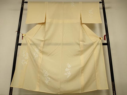 平和屋着物＊夏物　訪問着　絽　草花文　銀彩　正絹　逸品　AABI7770jd