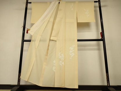 平和屋着物＊夏物　訪問着　絽　草花文　銀彩　正絹　逸品　AABI7770jd