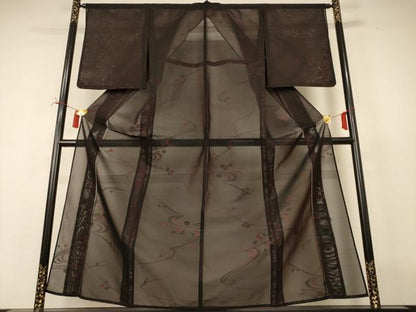 平和屋着物＊夏物　小紋　紗　丸文　正絹　逸品　AABI7771jd
