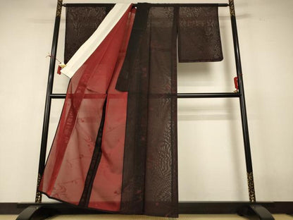 平和屋着物＊夏物　小紋　紗　丸文　正絹　逸品　AABI7771jd