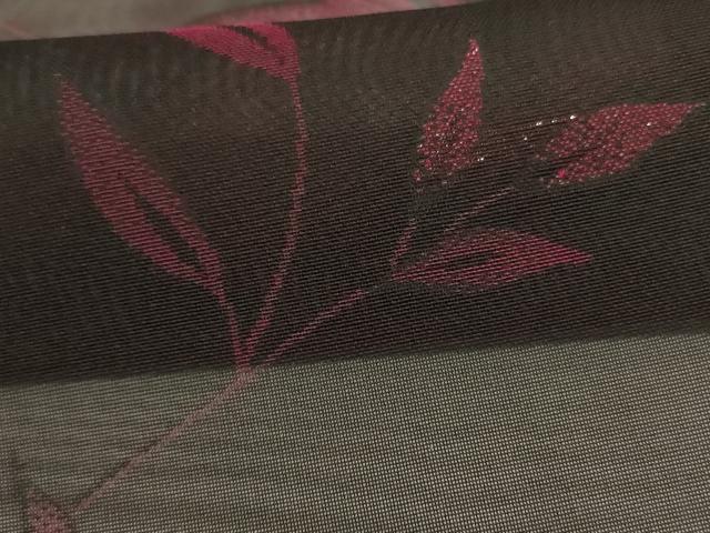 平和屋着物＊夏物　小紋　紗　枝葉文　銀通し地　正絹　逸品　AABI7773jd