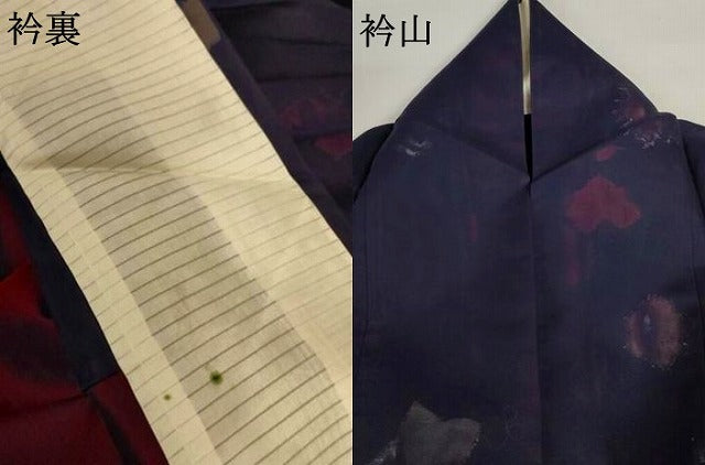 平和屋着物＊夏物　小紋　紗　刺繍　舞葉文　銀糸　正絹　逸品　AABI7776jd