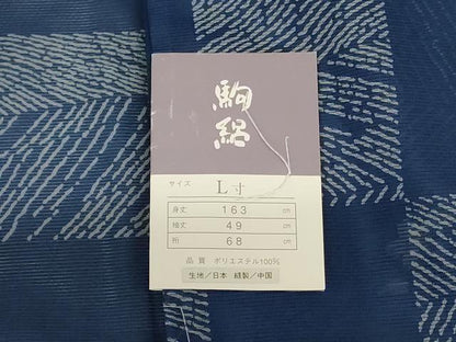 平和屋着物＊夏物　小紋　絽　市松舞桜文　洗える着物　未使用　AABI7778jd