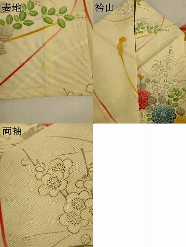 平和屋着物＊夏物　小紋　絽　手描き　草花文　正絹　逸品　AABI7780jd