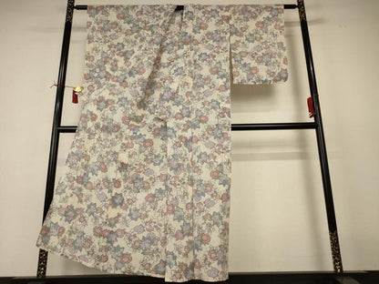 平和屋着物＊夏物　小千谷ちぢみ　草花文　麻　逸品　AABI7783jd
