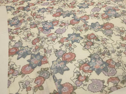 平和屋着物＊夏物　小千谷ちぢみ　草花文　麻　逸品　AABI7783jd