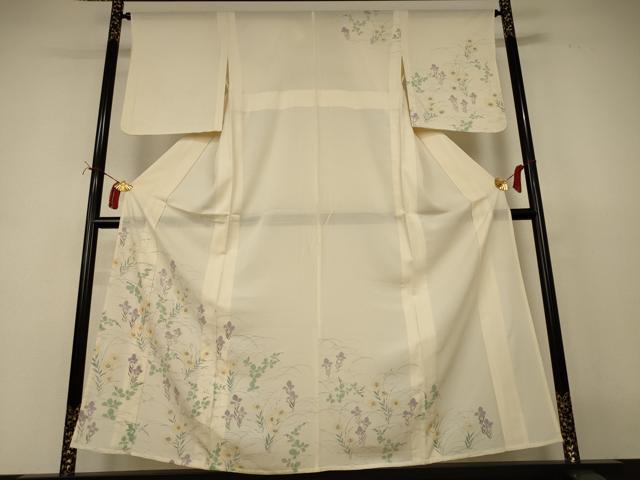 平和屋着物＊夏物　訪問着　絽　手描き　草花文　正絹　逸品　AABI7784jd
