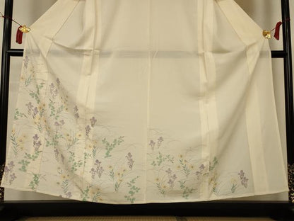 平和屋着物＊夏物　訪問着　絽　手描き　草花文　正絹　逸品　AABI7784jd