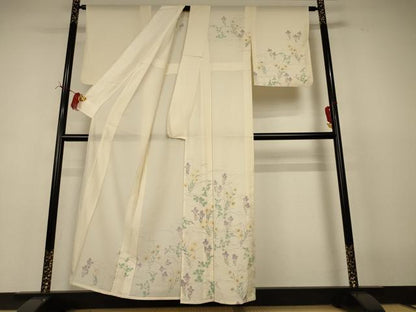 平和屋着物＊夏物　訪問着　絽　手描き　草花文　正絹　逸品　AABI7784jd