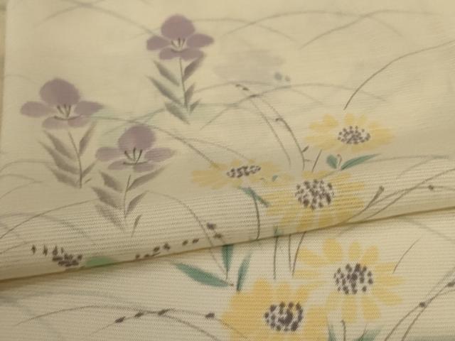 平和屋着物＊夏物　訪問着　絽　手描き　草花文　正絹　逸品　AABI7784jd
