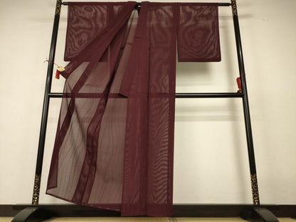 平和屋着物＊夏物　色無地　羅　葡萄茶色　正絹　逸品　AABI7785jd