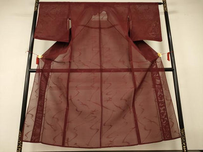 平和屋着物＊夏物　小紋　紗　幾何学文様　銀通し地　正絹　逸品　AABI7793jd