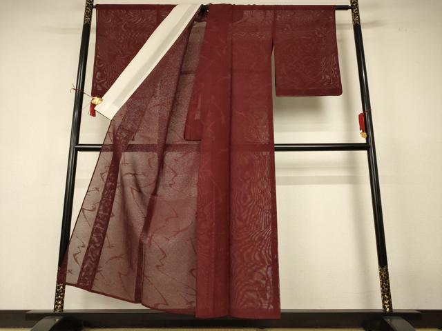 平和屋着物＊夏物　小紋　紗　幾何学文様　銀通し地　正絹　逸品　AABI7793jd