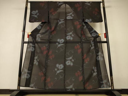 平和屋着物＊夏物　紗紬　草花文　正絹　逸品　未使用　AABI7800jd
