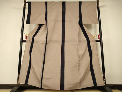 平和屋着物＊夏物　小紋　紗　間道　正絹　逸品　AABI7804jd
