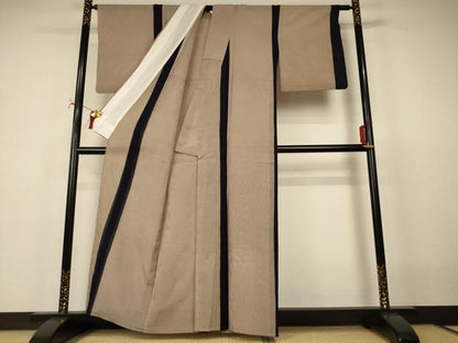 平和屋着物＊夏物　小紋　紗　間道　正絹　逸品　AABI7804jd