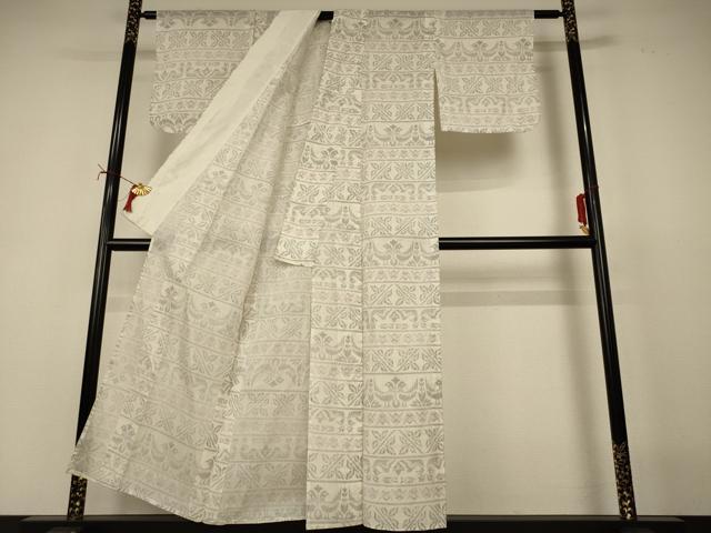 平和屋着物＊夏物　小紋　紗　横段花鳥文　AABI7807jd