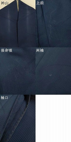 平和屋着物＊夏物　色無地　縦絽　流水紋紗　藍鉄色　正絹　逸品　AABI7816jd