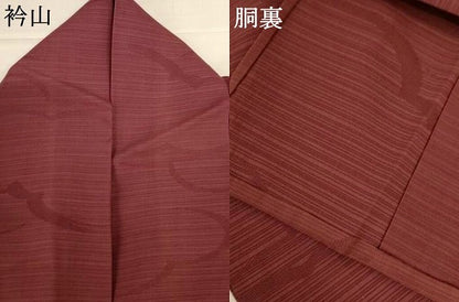 平和屋着物＊夏物　色無地　雲取り紋紗　煤竹色　正絹　逸品　AABI7819jd
