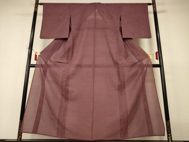 平和屋着物＊夏物　色無地　雲取り紋紗　煤竹色　正絹　逸品　AABI7819jd