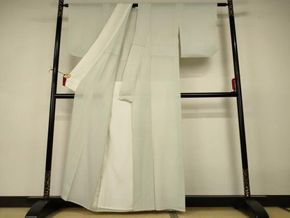 平和屋着物＊夏物　小紋　絽縮緬　格子　正絹　逸品　AABI7821jd