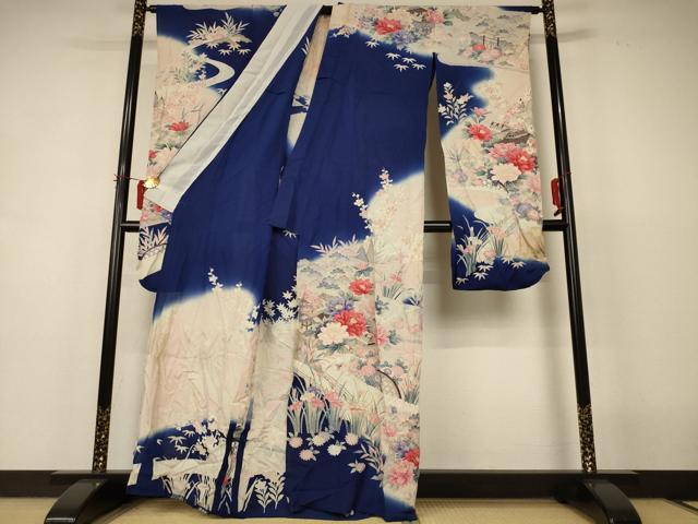 平和屋着物＊夏物　振袖　絽　風景草花文　金彩　正絹　逸品　AABI7825jd
