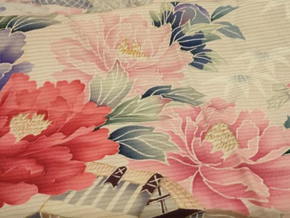 平和屋着物＊夏物　振袖　絽　風景草花文　金彩　正絹　逸品　AABI7825jd