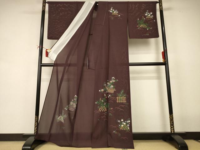 平和屋着物＊夏物　訪問着　絽　手描き　草花文　正絹　逸品　AABI7826jd