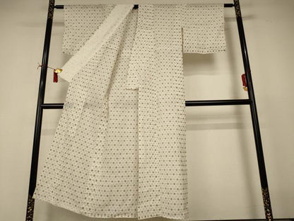 平和屋着物＊夏物　上布　井桁絣　麻　逸品　AABI7829jd