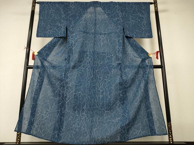 平和屋着物＊夏物　小紋　枝葉文　AABI7832jd