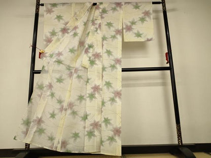 平和屋着物＊夏物　小紋　舞葉文　暈し染め　洗える着物　AABI7838jd