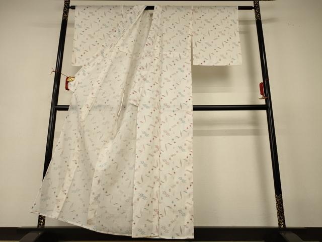 平和屋着物＊夏物　小紋　琉球絣文様　洗える着物　AABI7845jd