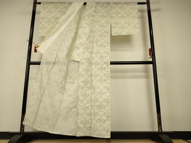 平和屋着物＊夏物　小紋　亀甲花文　洗える着物　AABI7847jd