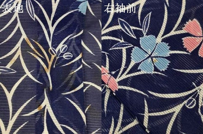 平和屋着物＊夏物　小紋　絽　草花文　洗える着物　AABI7852jd