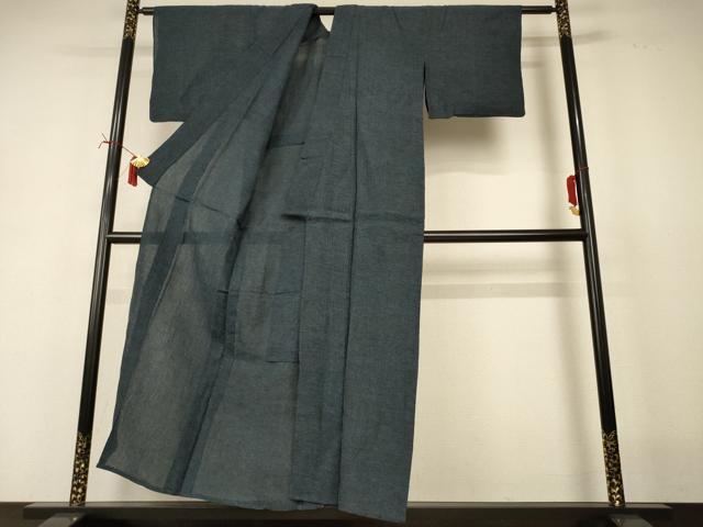 平和屋着物＊夏物　小紋　ちぢみ織　霞文　AABI7854jd