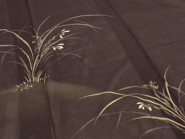 平和屋着物＊夏物　訪問着　絽　手描き　刺繍　草花文　金彩　正絹　逸品　AABI7858jd