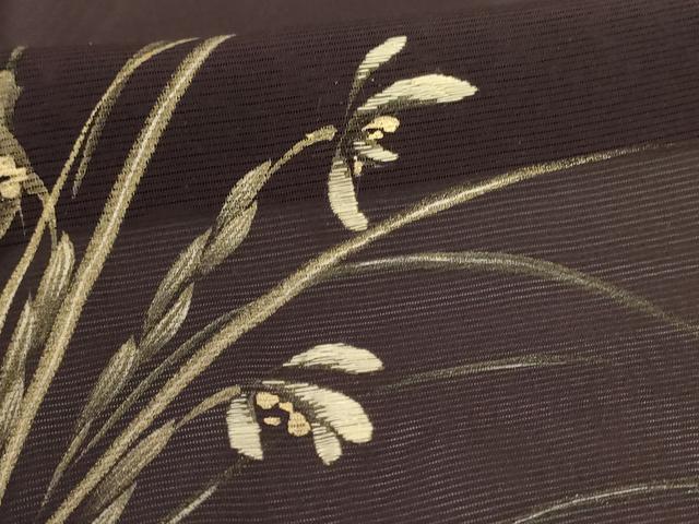 平和屋着物＊夏物　訪問着　絽　手描き　刺繍　草花文　金彩　正絹　逸品　AABI7858jd